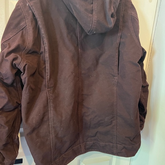 Vintage Carhartt Jacket Womens 2XL Purple Canvas Sherpa WJ141 Hooded Detroit - Picture 10 of 13